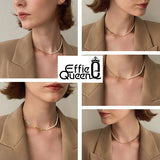 14K Freshwater Pearl Choker Necklace Women 925 Silver Chain GPN13