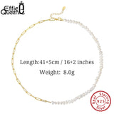 14K Freshwater Pearl Choker Necklace Women 925 Silver Chain GPN13