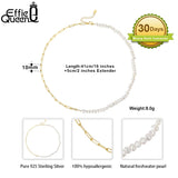 14K Freshwater Pearl Choker Necklace Women 925 Silver Chain GPN13