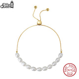 Baroque Freshwater Pearls Chain Bracelet 925 Sterling Silver Plated 14K GPB13
