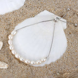 Baroque Freshwater Pearls Chain Bracelet 925 Sterling Silver Plated 14K GPB13