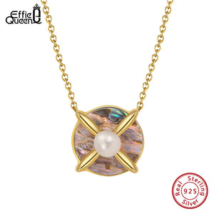 Abalone Shell Pendant Necklace Natural Pearl 14K Plated Women's Jewelry