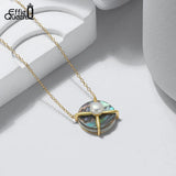 Abalone Shell Pendant Necklace Natural Pearl 14K Plated Women's Jewelry