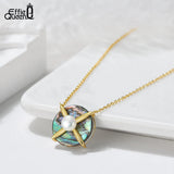 Abalone Shell Pendant Necklace Natural Pearl 14K Plated Women's Jewelry