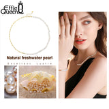 14K Paper Clip Chain Necklace with Pearl