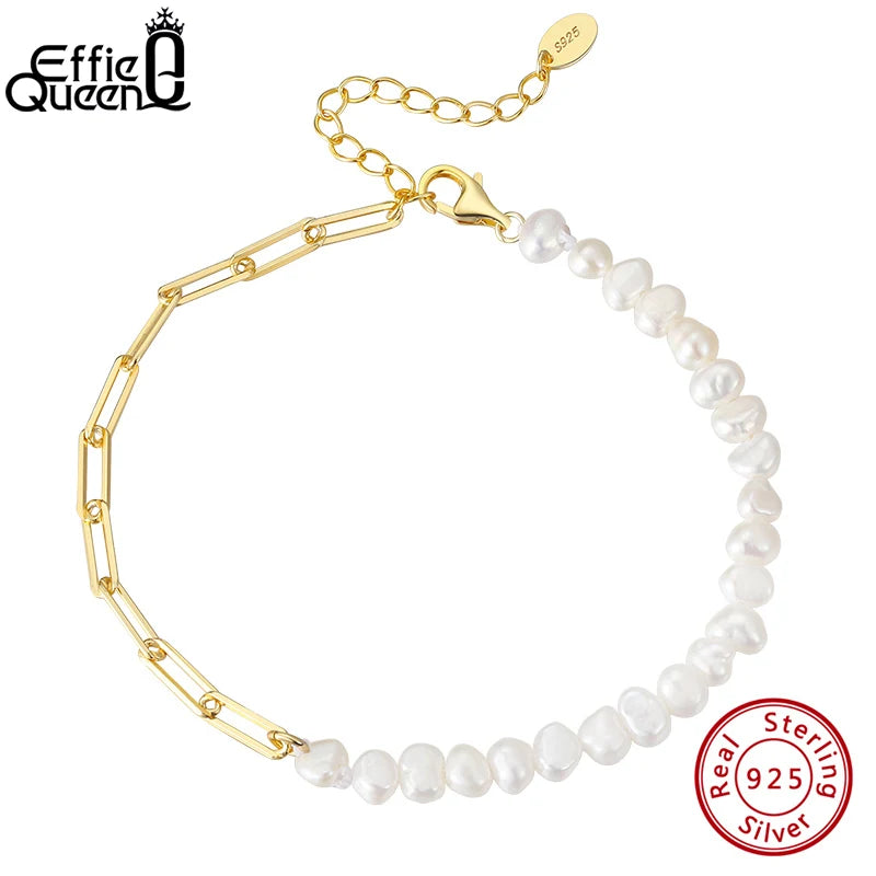 Natural Pearl Bracelet 925 Silver Women Valentines Gift