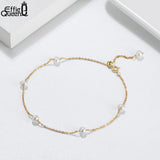 925 Silver Freshwater Pearl Chain Bracelet for Women GPB08