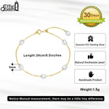 925 Silver Freshwater Pearl Chain Bracelet for Women GPB08