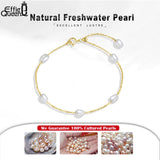 925 Silver Freshwater Pearl Chain Bracelet for Women GPB08