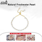 925 Silver Baroque Pearl Bracelet 14K Chain Link Adjustable Women Jewelry