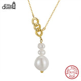 925 Silver Baroque Pearl Necklace Unique 3 Piece Pendant GPN32