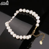 925 Silver Freshwater Pearl Bracelet 14K Chain Jewelry GPB10
