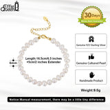 925 Silver Freshwater Pearl Bracelet 14K Chain Jewelry GPB10