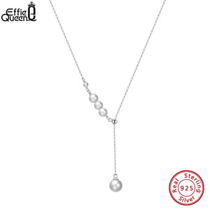 925 Silver Freshwater Pearl Necklace Adjustable Pendant Jewelry