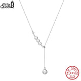 925 Silver Freshwater Pearl Necklace Adjustable Pendant Jewelry