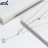 925 Silver Freshwater Pearl Necklace Adjustable Pendant Jewelry