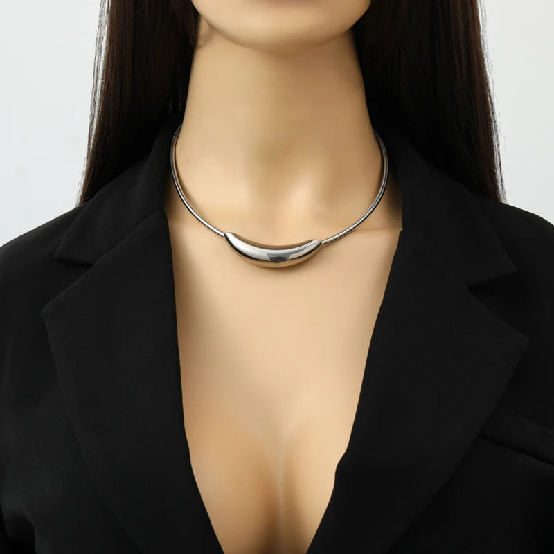 EIEILIECK 316L Stainless Steel Geometric Choker Necklace for Women