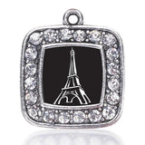 Eiffel Tower Circle Charm Antique Silver Plated