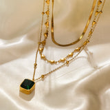 316L Stainless Steel Green Crystal Pendant Necklace For Women