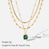316L Stainless Steel Green Crystal Pendant Necklace For Women