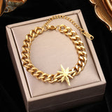 316L Stainless Steel Butterfly Clover Chain Bracelet For Women