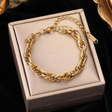 316L Stainless Steel Butterfly Clover Chain Bracelet For Women