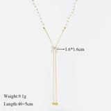 316L Stainless Steel Butterfly Pearl Long Pendant Necklace For Women