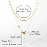 Colorful Butterfly Pearls Pendant Necklace For Women Girl 2 Layers