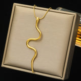 316L Stainless Steel Snake Pendant Necklace For Women Girl