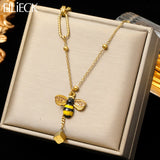 316L Stainless Steel Little Bee Pendant Necklace For Women Girl