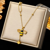 316L Stainless Steel Little Bee Pendant Necklace For Women Girl