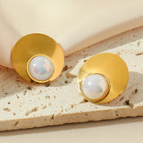 316L Stainless Steel Big Pearl Stud Earrings for Women