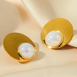 316L Stainless Steel Big Pearl Stud Earrings for Women