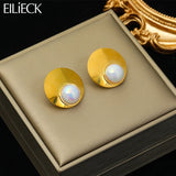 316L Stainless Steel Big Pearl Stud Earrings for Women