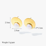 316L Stainless Steel Big Pearl Stud Earrings for Women
