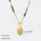 316L Stainless Steel Large Leaves Pendant Necklace for Women