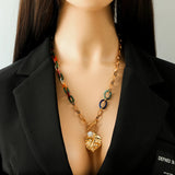316L Stainless Steel Large Leaves Pendant Necklace for Women