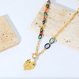 316L Stainless Steel Large Leaves Pendant Necklace for Women
