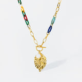 316L Stainless Steel Large Leaves Pendant Necklace for Women
