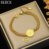 316L Stainless Steel Eye Charm Bracelet For Women Multi-layer Chains