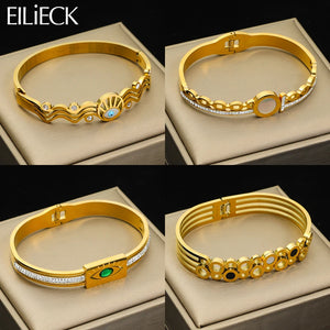 316L Stainless Steel Eye Roman Numerals Bangles For Women Girl Bracelets