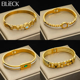 316L Stainless Steel Eye Roman Numerals Bangles For Women Girl Bracelets
