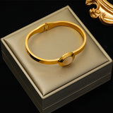 316L Stainless Steel Eye Roman Numerals Bangles For Women Girl Bracelets
