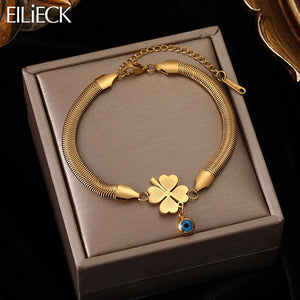 316L Stainless Steel Flower Eye Charm Bracelet For Women Girl