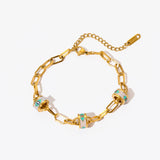 316L Stainless Steel Circle Charm Bracelet for Women Girl