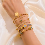 316L Stainless Steel Circle Charm Bracelet for Women Girl