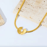 316L Stainless Steel Geometric Pearl Chokers Necklace For Women Girl