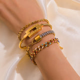 316L Stainless Steel Geometric Roman Numerals Bracelet for Women Girl