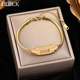 316L Stainless Steel Geometric Roman Numerals Bracelet for Women Girl
