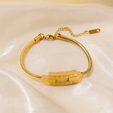 316L Stainless Steel Geometric Roman Numerals Bracelet for Women Girl